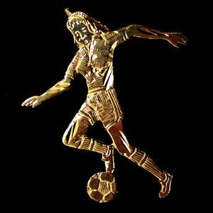 Gold Charm / Pendant 14k Gold, Girl's Soccer Sports Theme